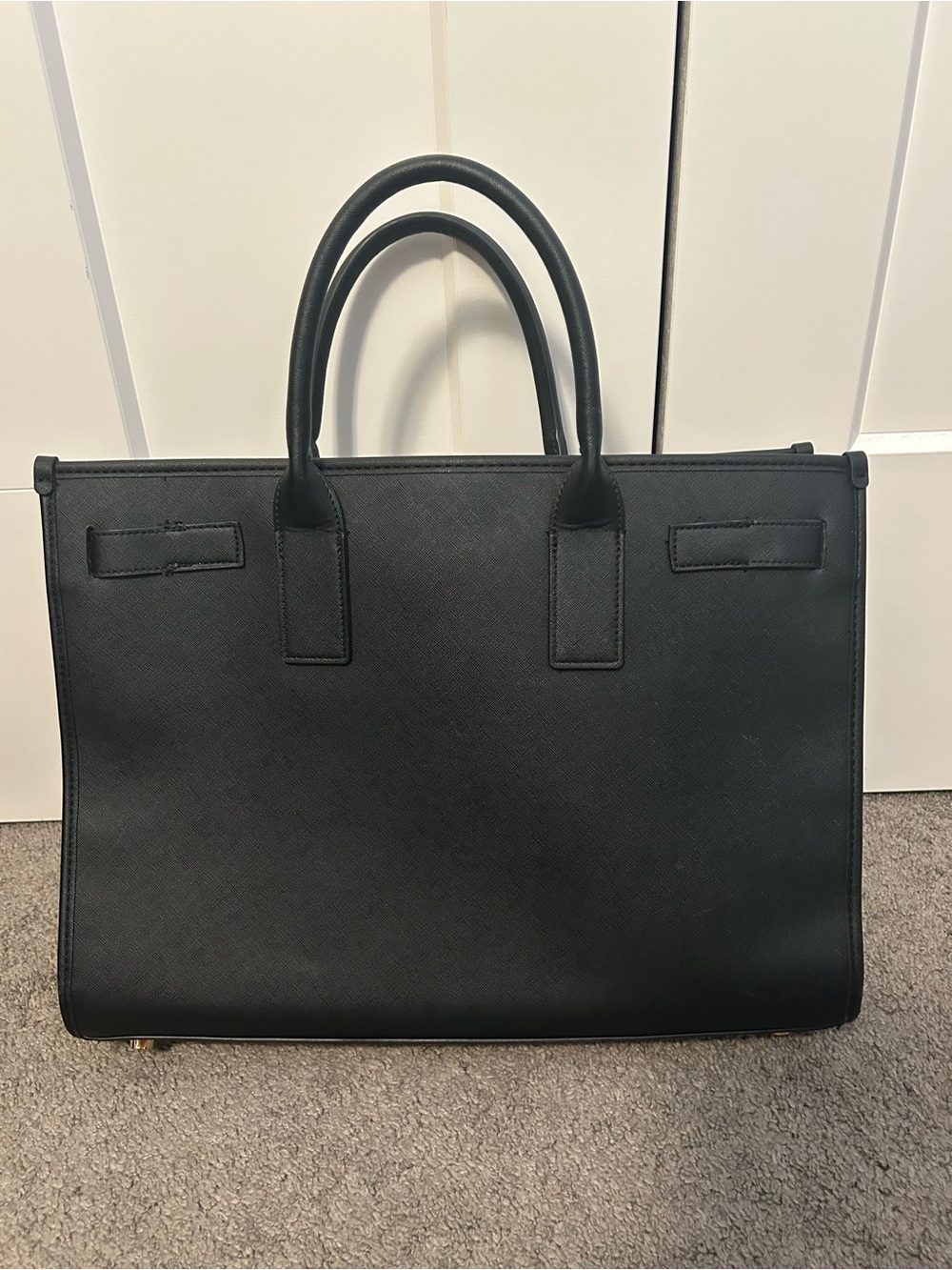 Anne Klein Black Structured Tote with Top Handles - Picture 2 of 12